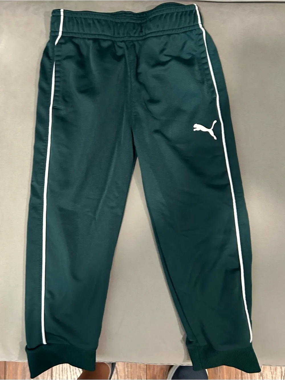 Puma Dark Green Joggers with White Piping